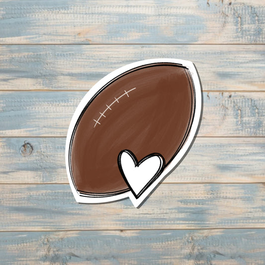 Football Ball w/ Heart, Die Cut Sticker, Graphic Art Sticker, Vinyl, , Boho Fun |Sticker or Magnet