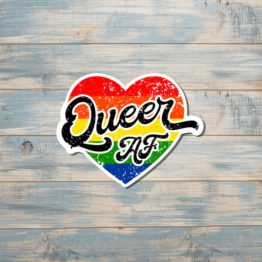 Rainbow Heart Sticker, LGBT Sticker, Pride Month, Human Rights Equality, Queer AF Ally, LGBTQ, Laptop Decal, Tumbler Sticker |Sticker or Magnet