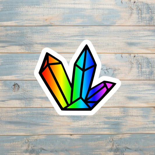 Rainbow Crystal Cluster Die Cut Sticker, Graphic Art Sticker, Vinyl, |Sticker or Magnet