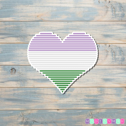 LGBT Genderqueer Heart Sticker |Sticker or Magnet