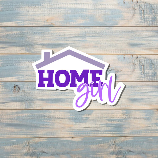 Purple Home Girl, Die Cut Vinyl Sticker, , Boho Fun, Water Resistant |Sticker or Magnet