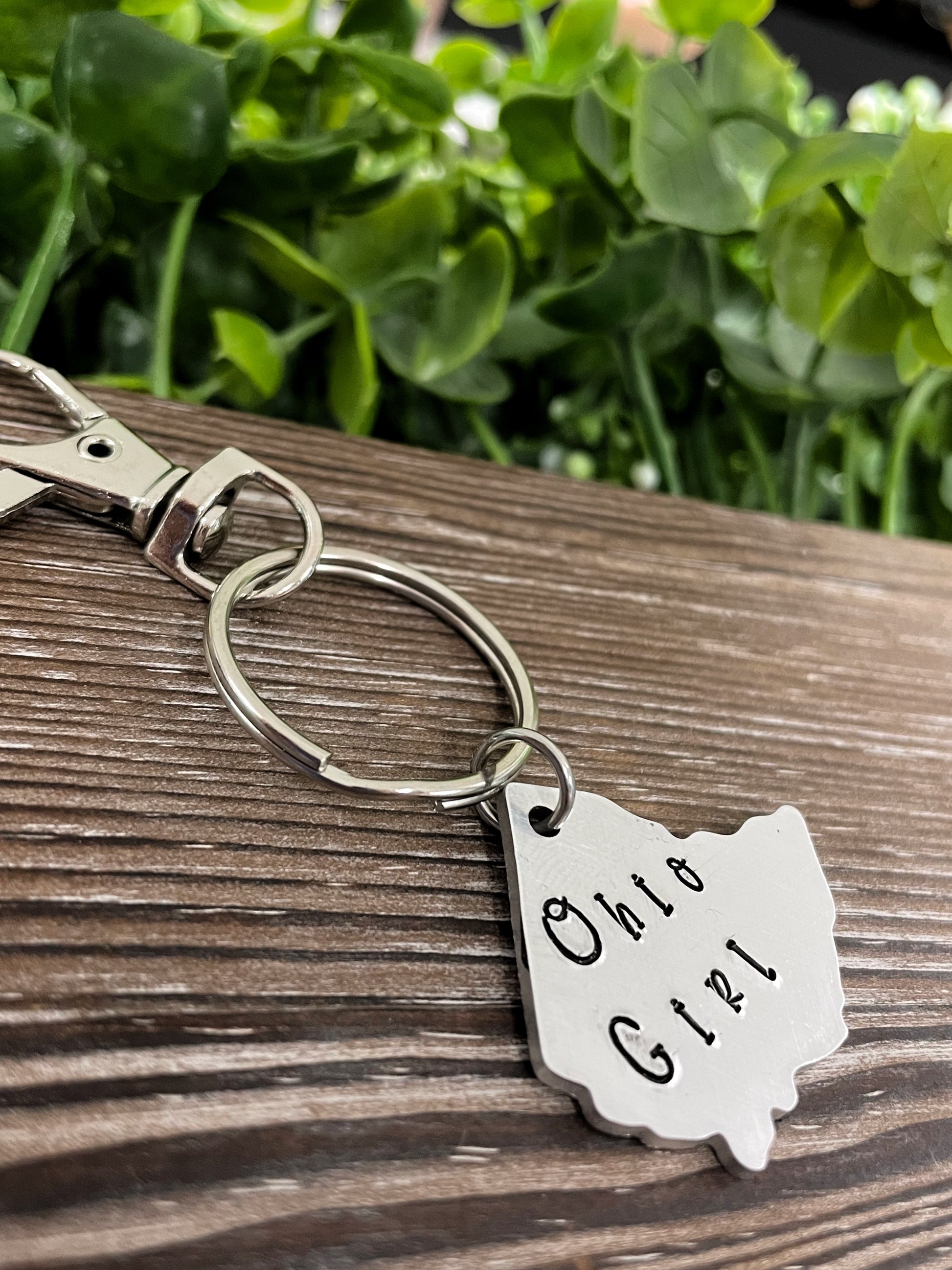 Ohio Girl Hand Stamped Key Chain Home State - Handmade by Marlayna