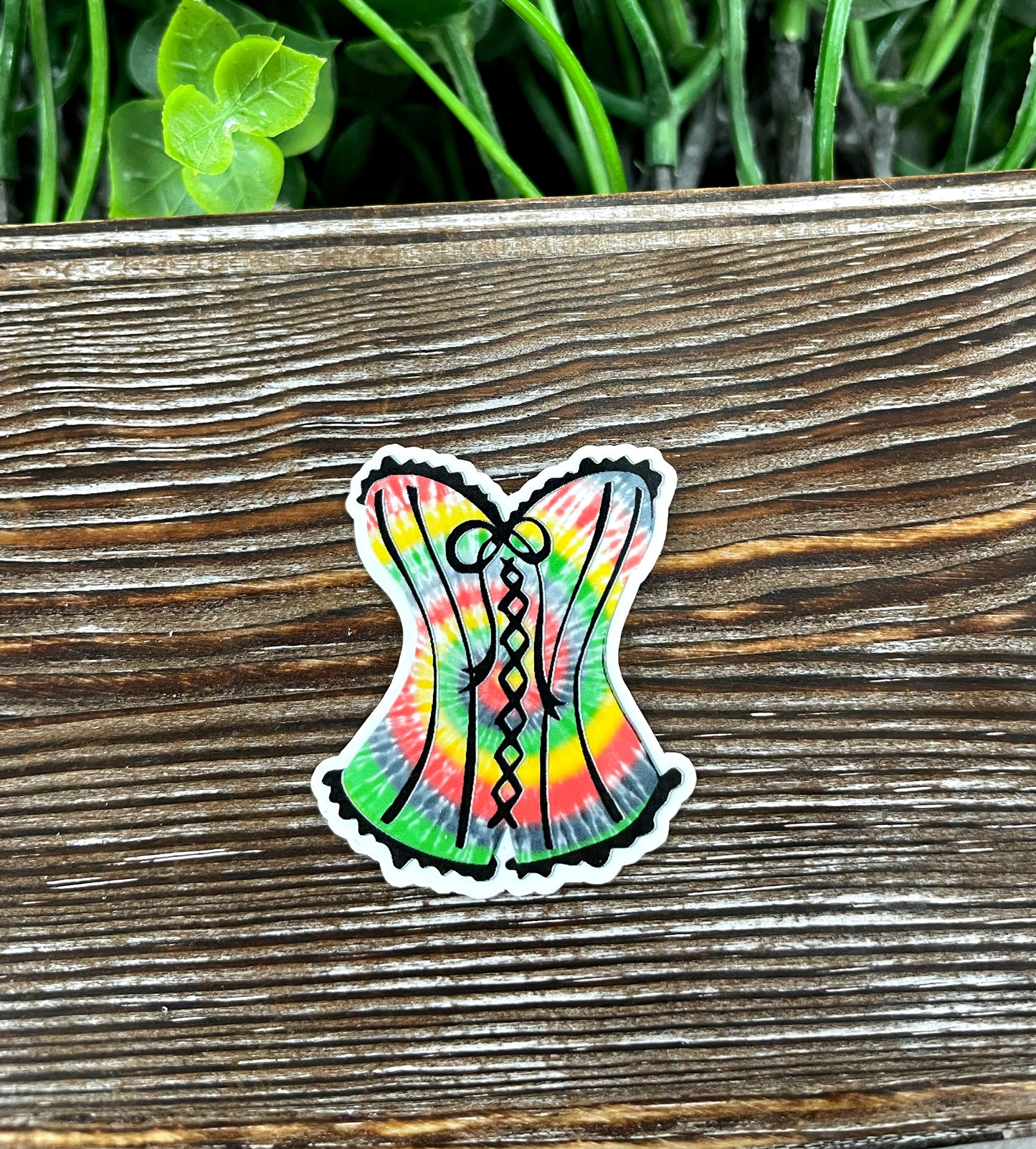 Tie Dye Corset Die Cut Sticker, Graphic Art Sticker, Vinyl, |Sticker or Magnet