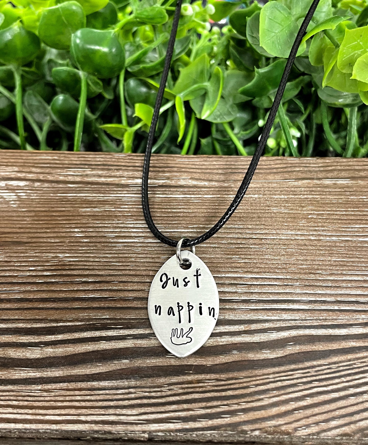 Just Nappin Sloth Fun Animal Themed Hand Stamped Necklace - Handmade by Marlayna