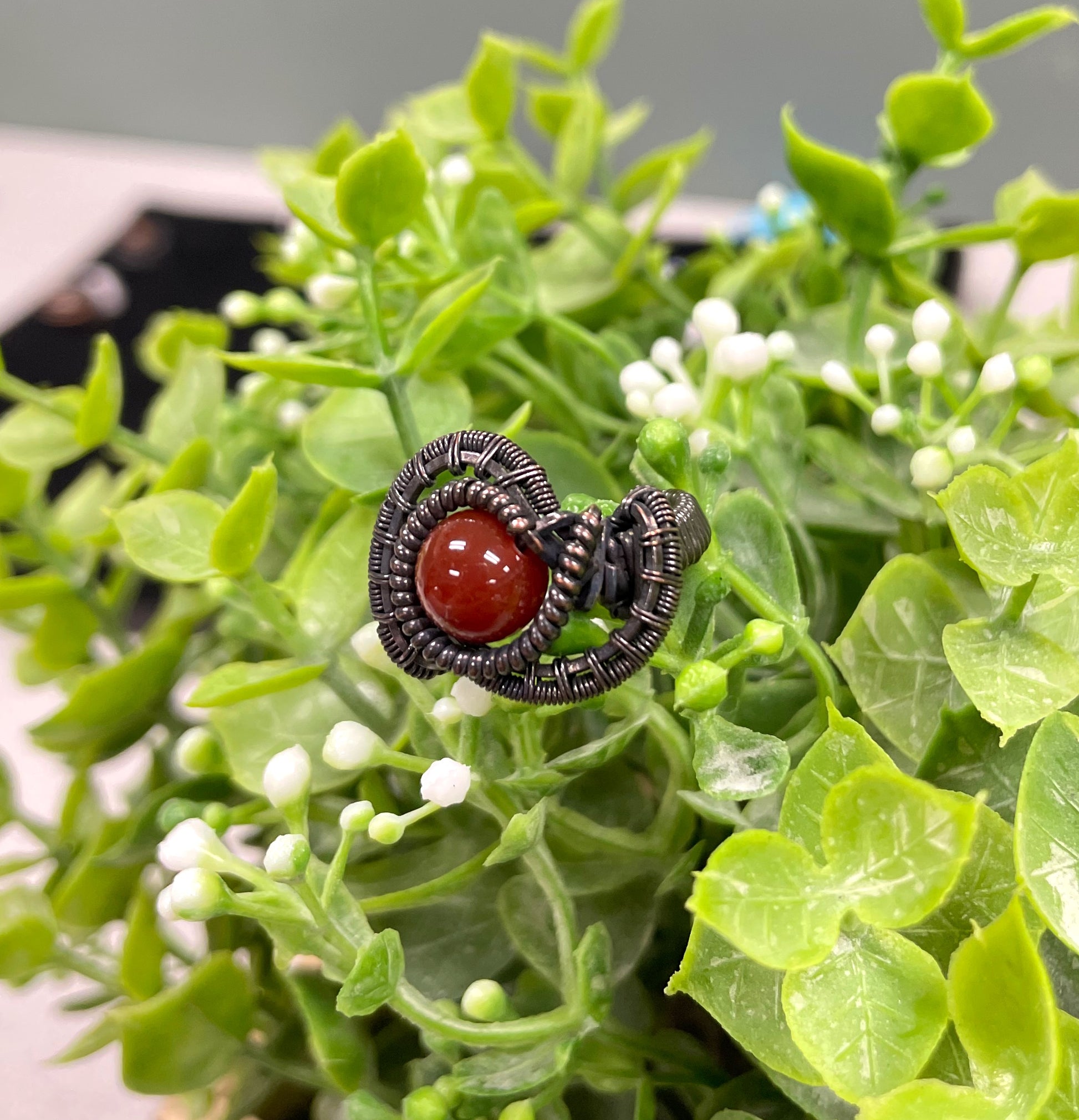 Brecciated Jasper Gemstone Wire Wrapped Ring - Handmade by Marlayna