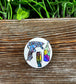 Crafting Hobby, Glue Gun and Tape Graphic Art Button / Pin 1.25” - Handmade by Marlayna