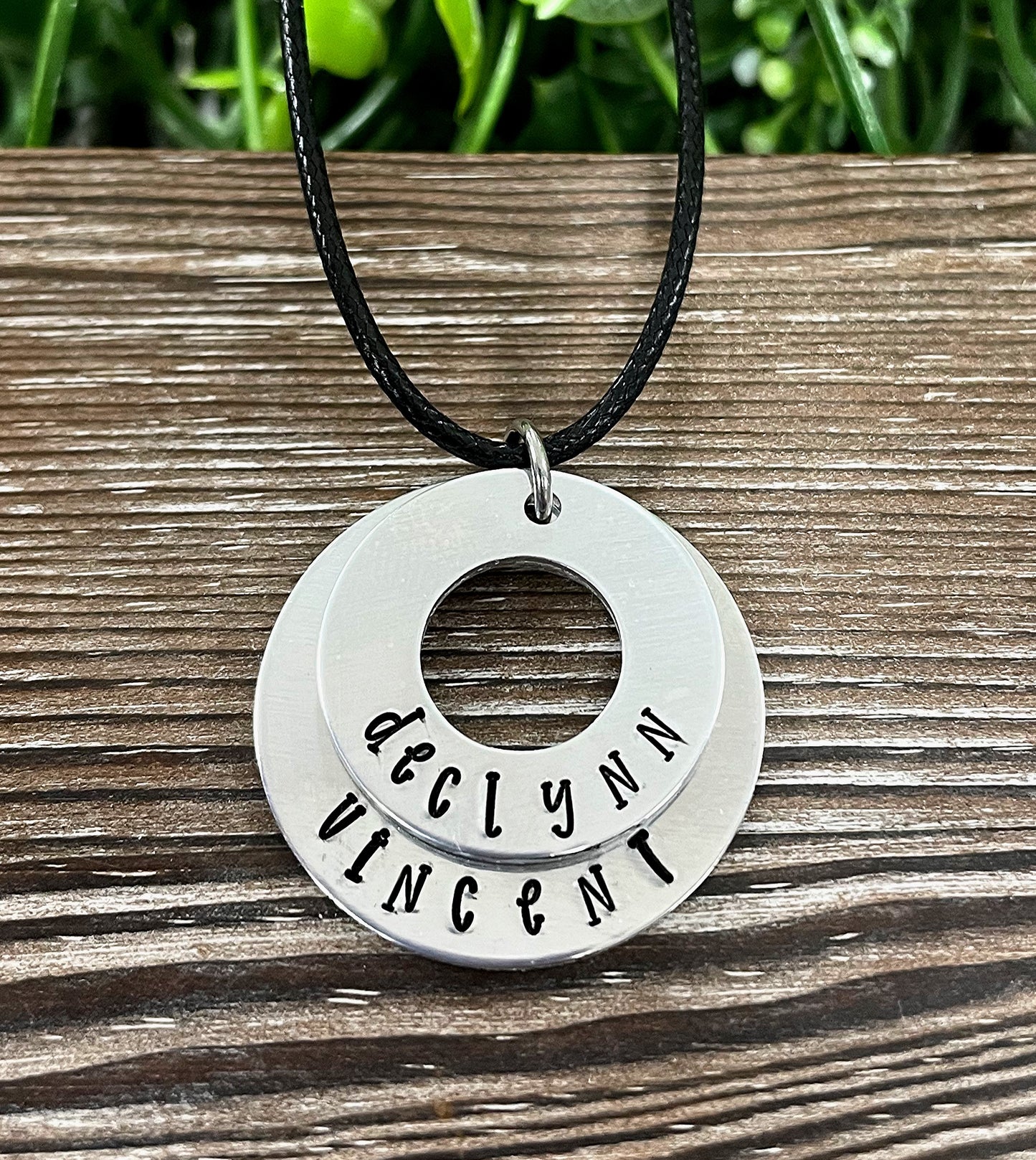 Stacked Washer Hand Stamped Name Necklace - Handmade by Marlayna