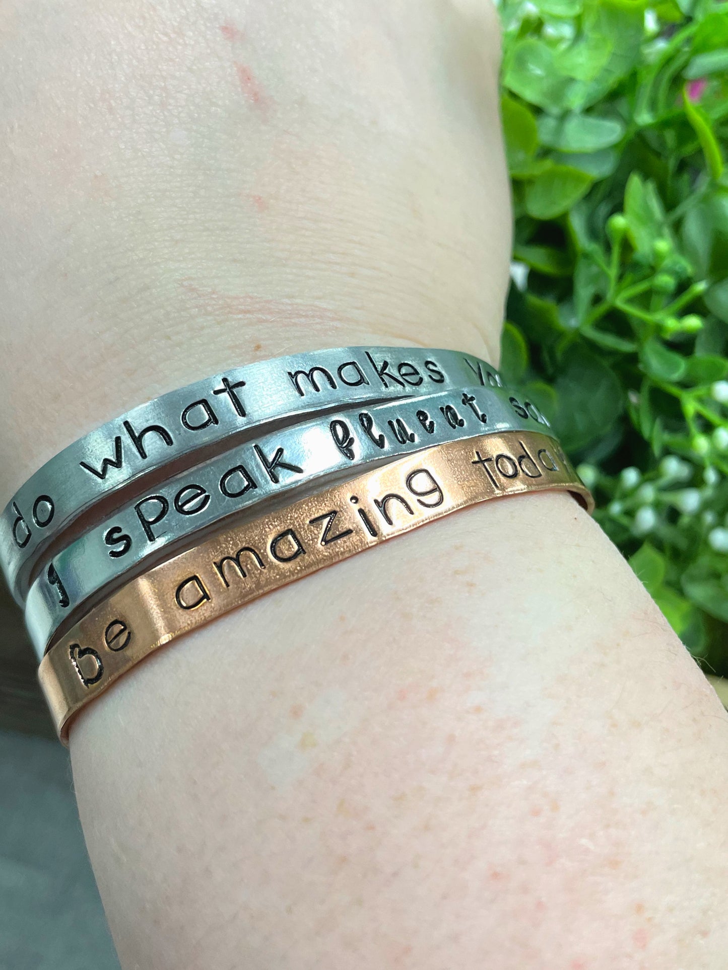 Do What Makes You Happy Hand Stamped Cuff Bracelet Quote - Can be d - Handmade by Marlayna