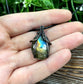 Mini Wire Wrapped Labradorite Gemstone Pendant, Oval Shape - Handmade by Marlayna