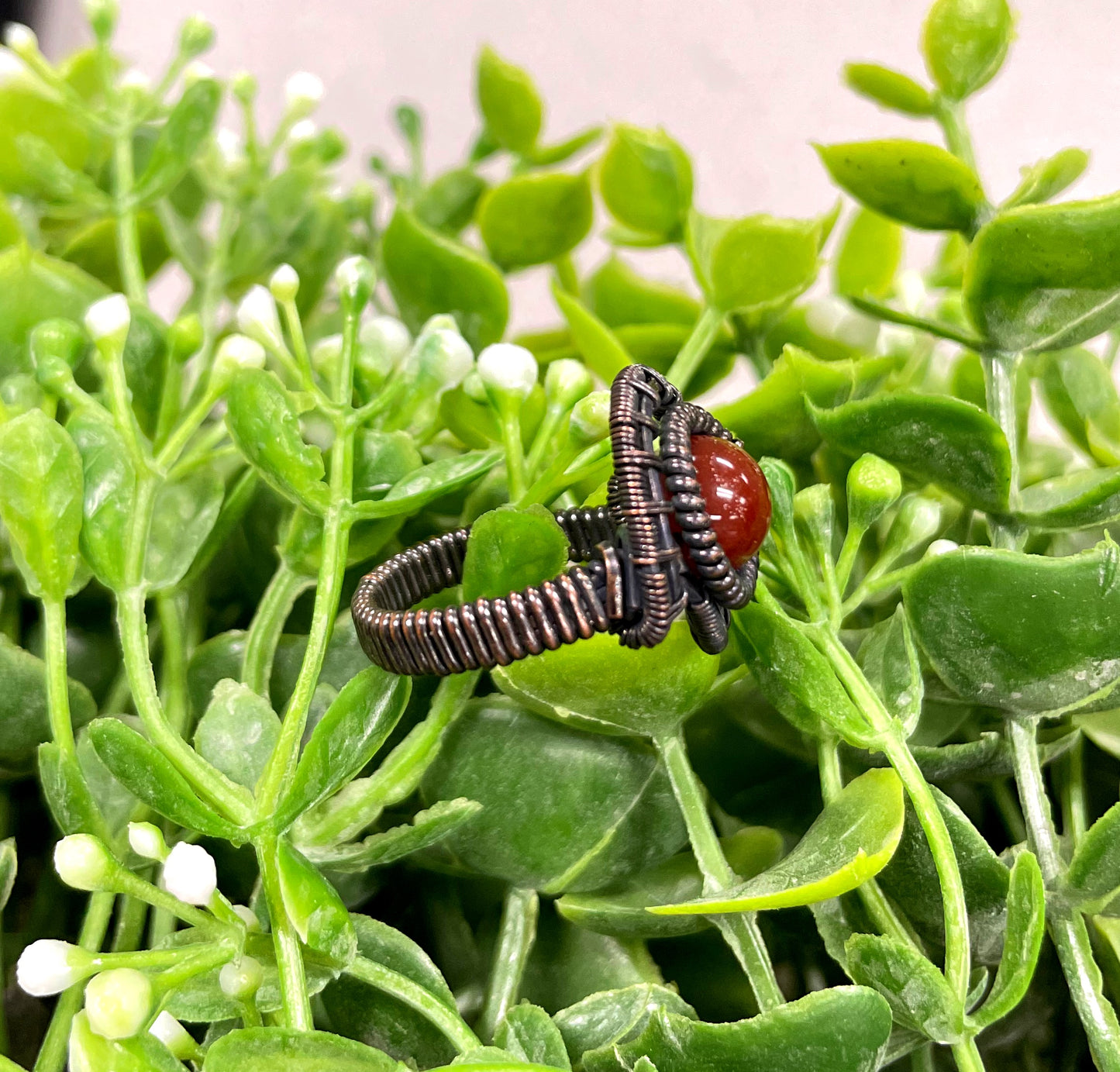 Brecciated Jasper Gemstone Wire Wrapped Ring - Handmade by Marlayna