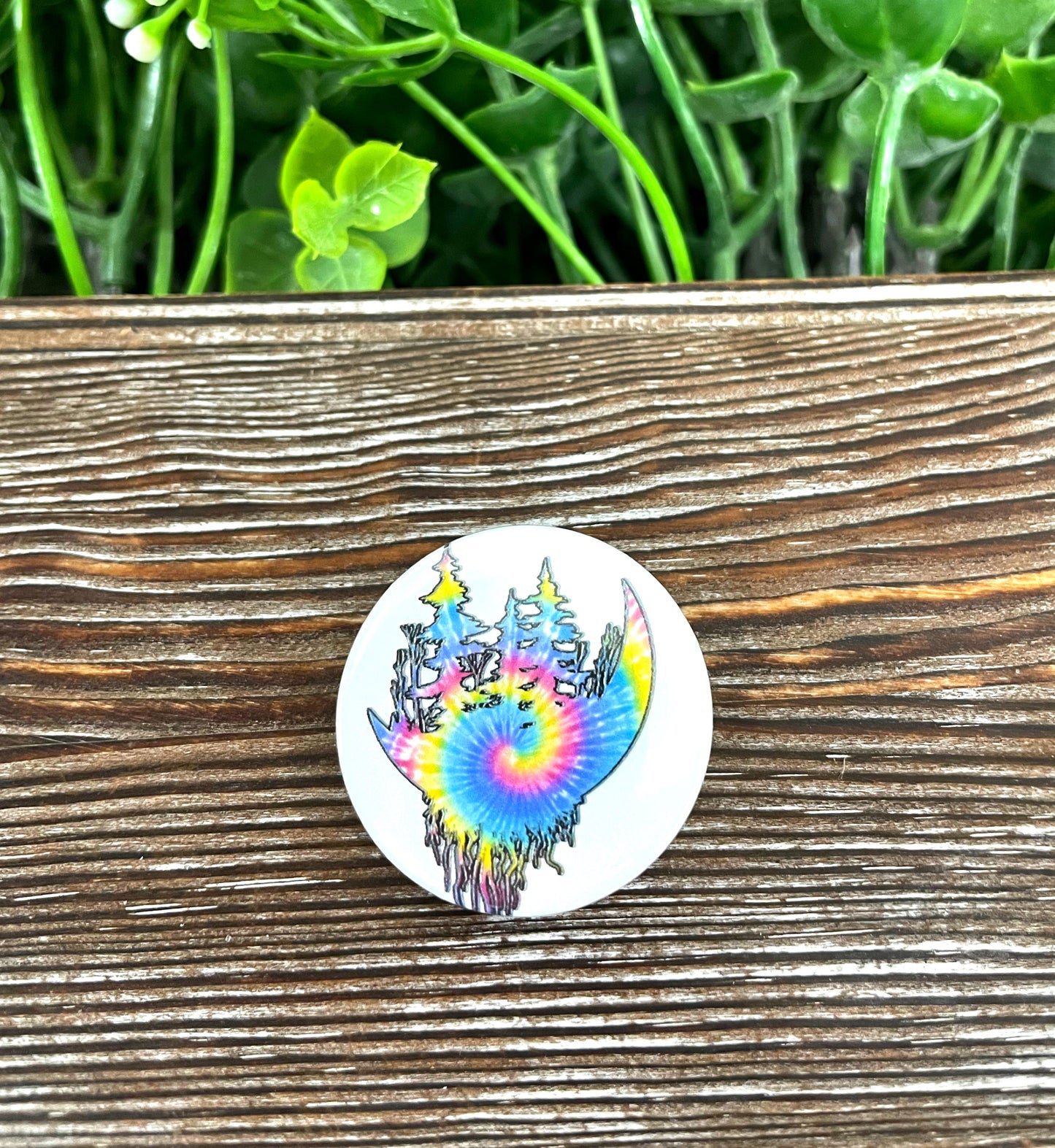 Tie Dye Tree Roots Moon Graphic Art Button / Pin 1.25” - Handmade by Marlayna