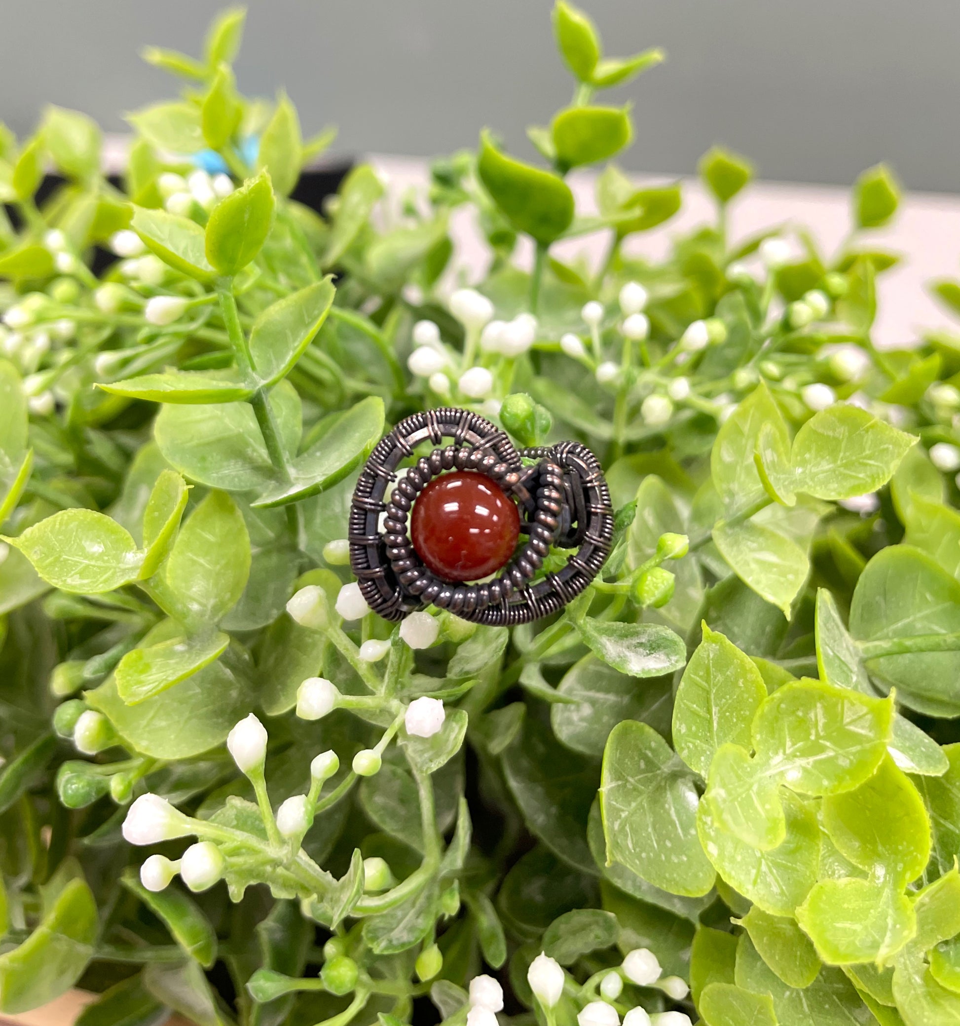 Brecciated Jasper Gemstone Wire Wrapped Ring - Handmade by Marlayna