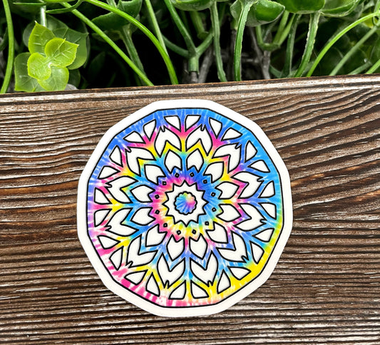 Tie Dye Mandala Die Cut Sticker, Graphic Art Sticker, Vinyl, |Sticker or Magnet