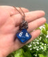 Wire Wrapped D10 Dice Pendant Blue - Handmade by Marlayna