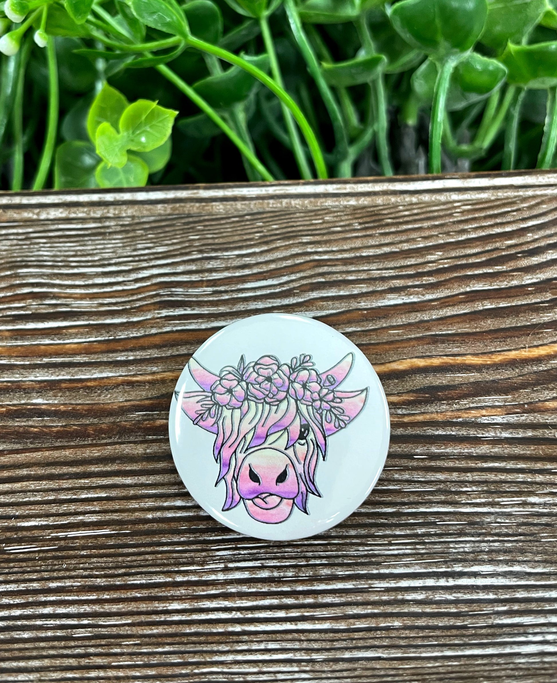 Highland Cow Graphic Art Button / Pin 1.25” - Handmade by Marlayna