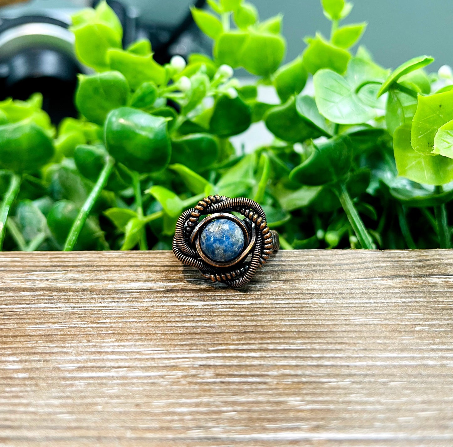 Sodalite Gemstone Wire Wrapped Ring size 7 - Handmade by Marlayna