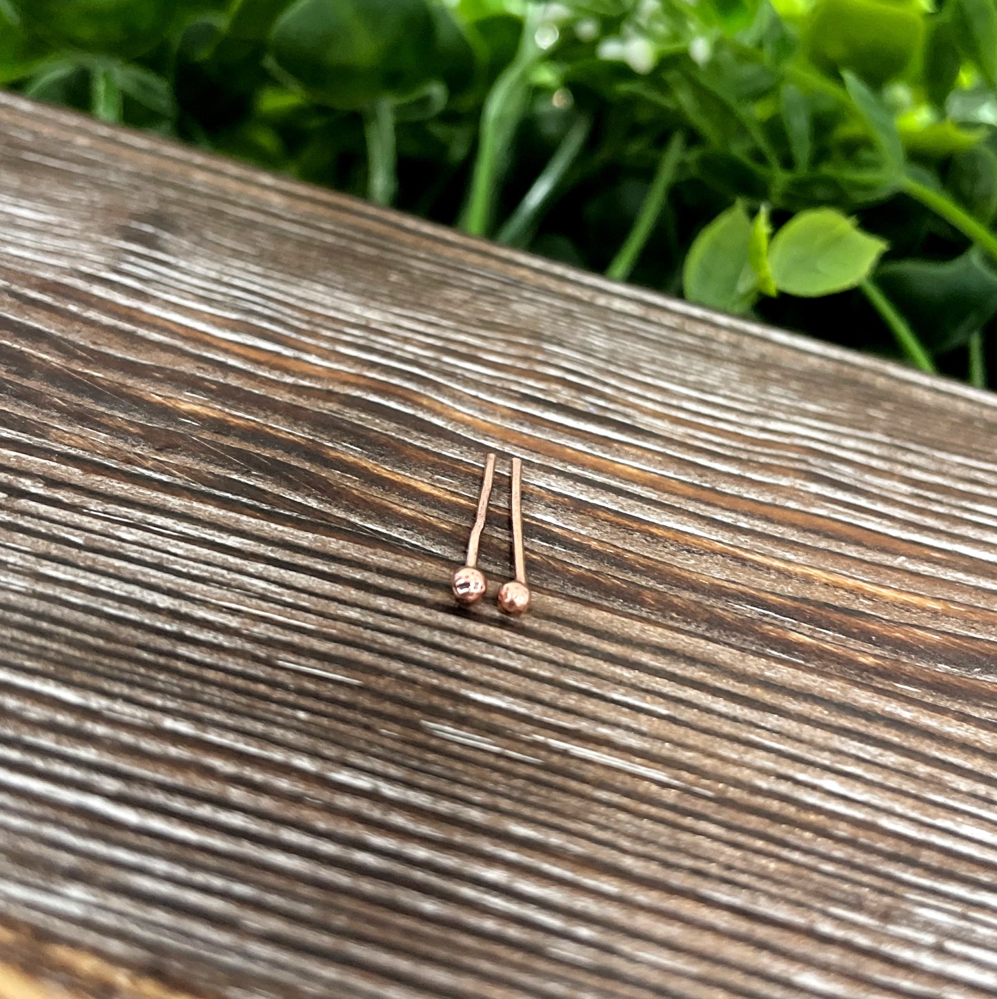 Copper Ball Post Minimalist Stud Earrings - Handmade by Marlayna