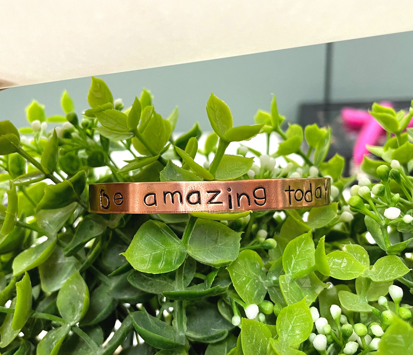 Be Amazing Today Hand Stamped Cuff Bracelet - Can be d - Handmade by Marlayna