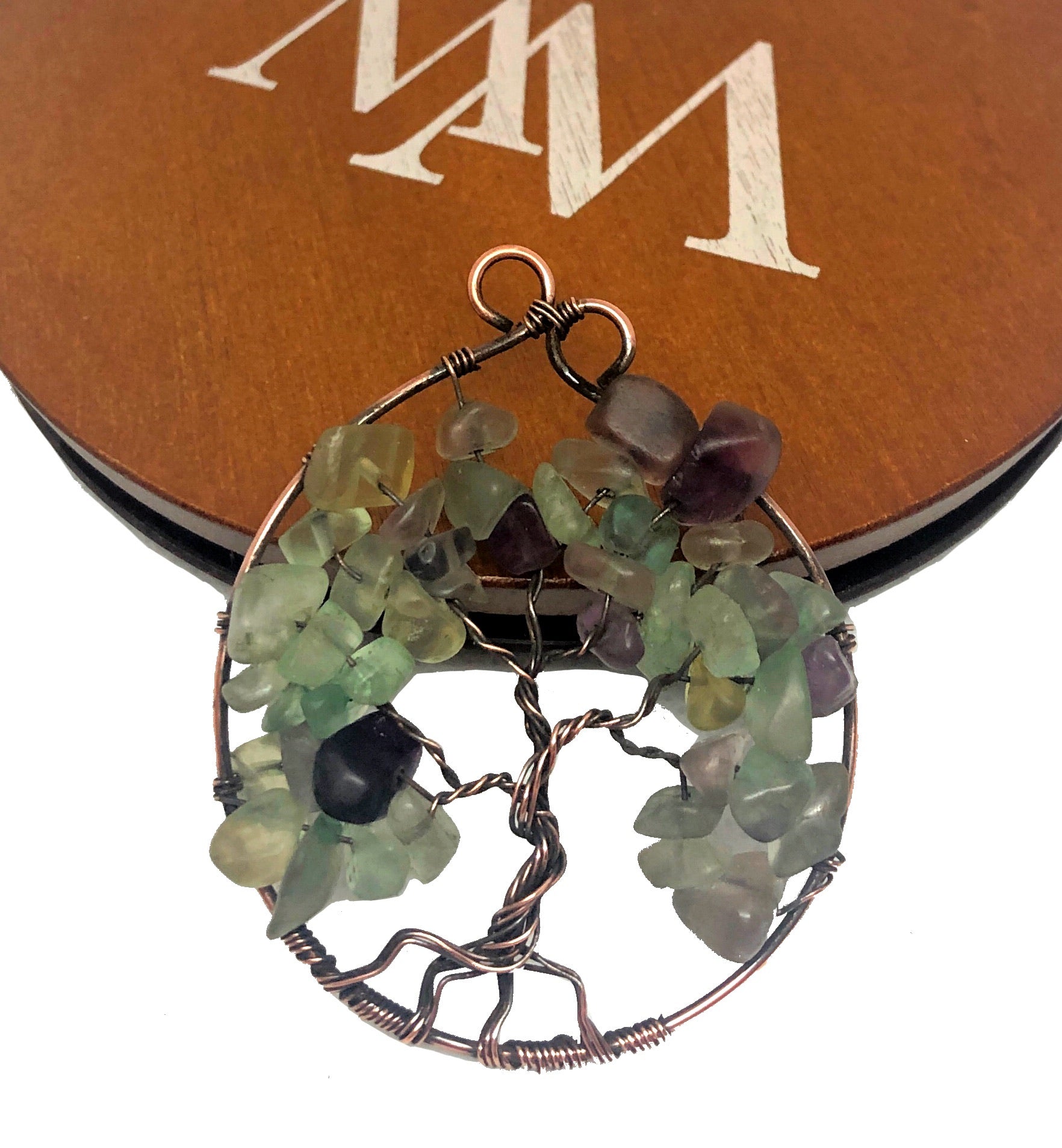 Wire Wrapped Tree of Life Pendant w/ Fluorite Gemstones - Handmade by Marlayna