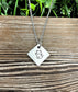 Cute Cat Diamond Fun Animal Themed Hand Stamped Necklace - Handmade by Marlayna