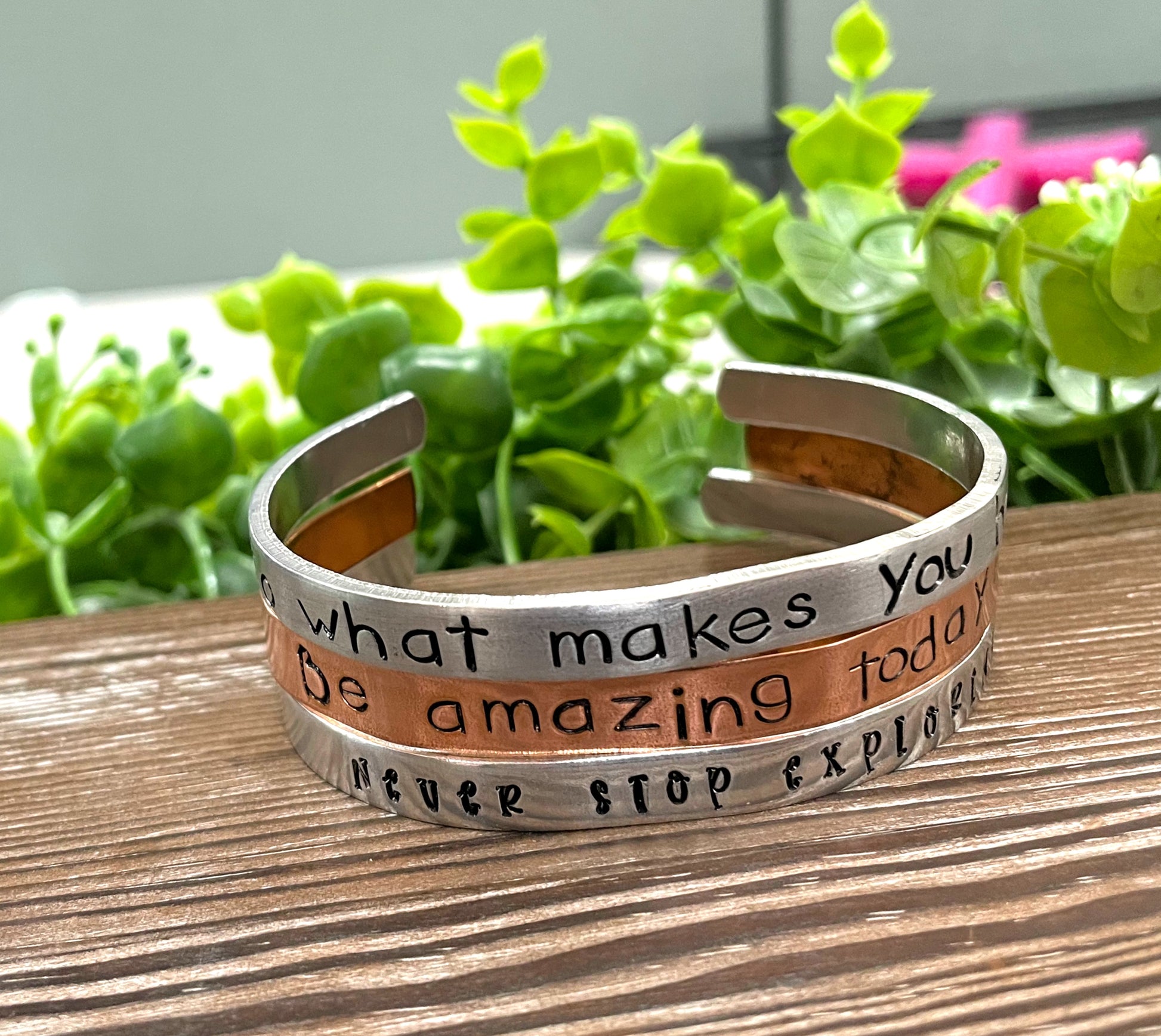 Do What Makes You Happy Hand Stamped Cuff Bracelet Quote - Can be d - Handmade by Marlayna