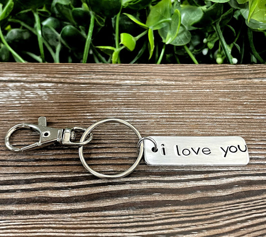 I Love You Hand Stamped Key Chain - Handmade by Marlayna