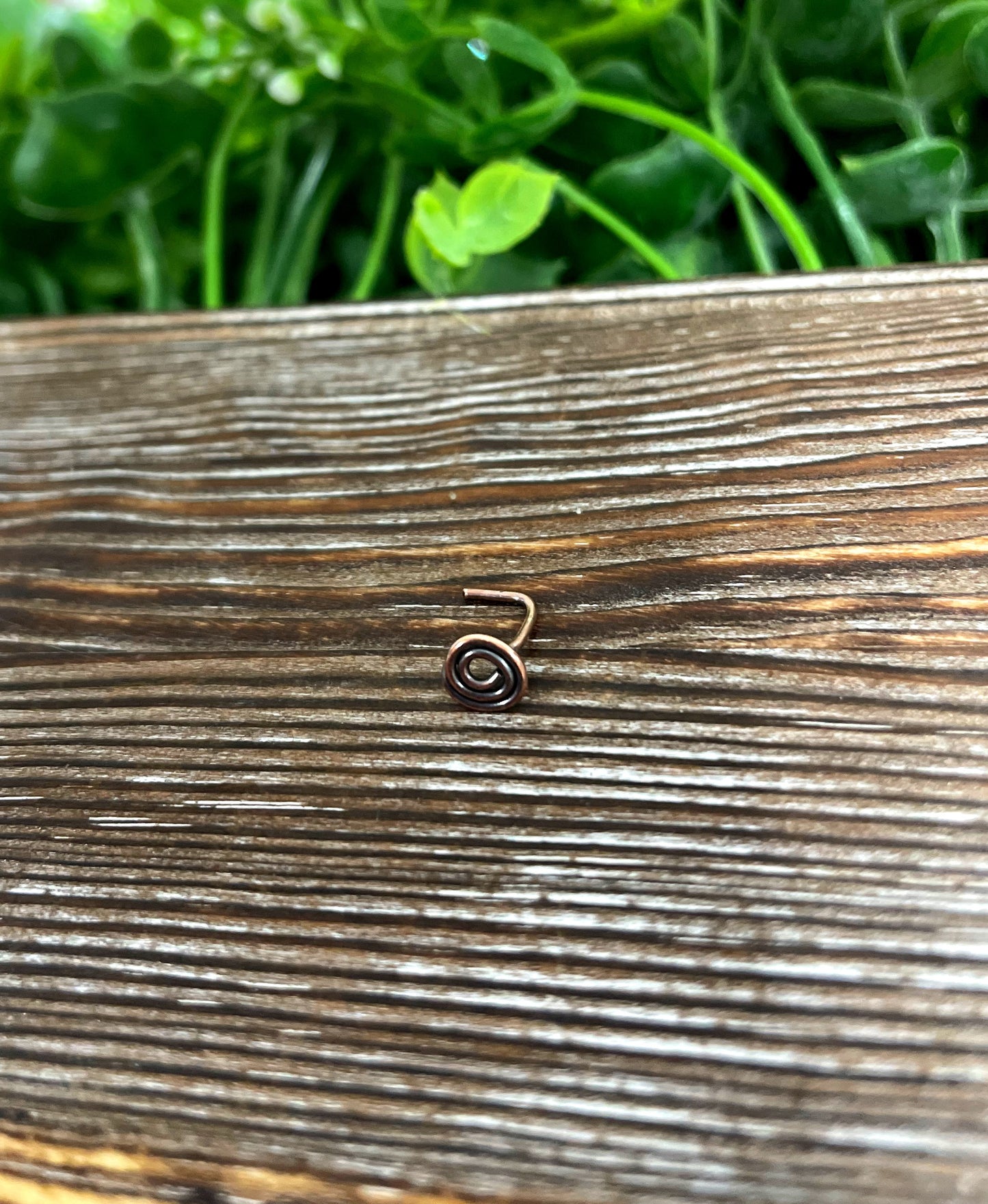 Copper Swirl Minimalist L Shape Nose Ring - Handmade by Marlayna