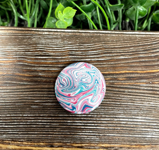 Red Blue White Swirl, Graphic Art Button / Pin 1.25” - Handmade by Marlayna