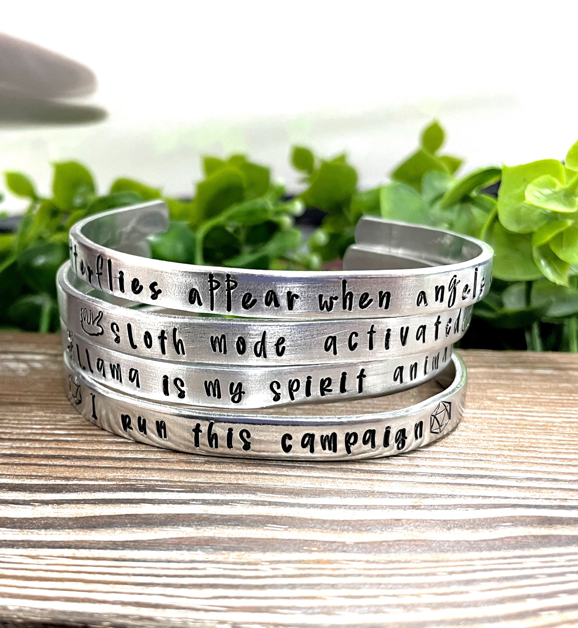 Hang in There Sloth Hand Stamped Cuff Bracelet - Can be d - Handmade by Marlayna