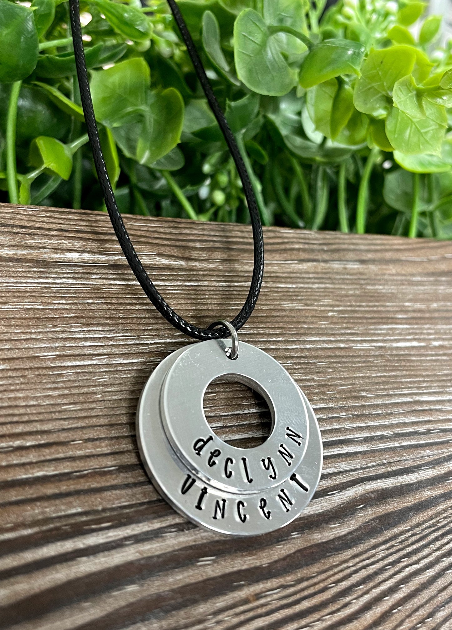 Stacked Washer Hand Stamped Name Necklace - Handmade by Marlayna