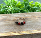 Red and Black Glass Crystal Wire Wrapped Ring - Handmade by Marlayna