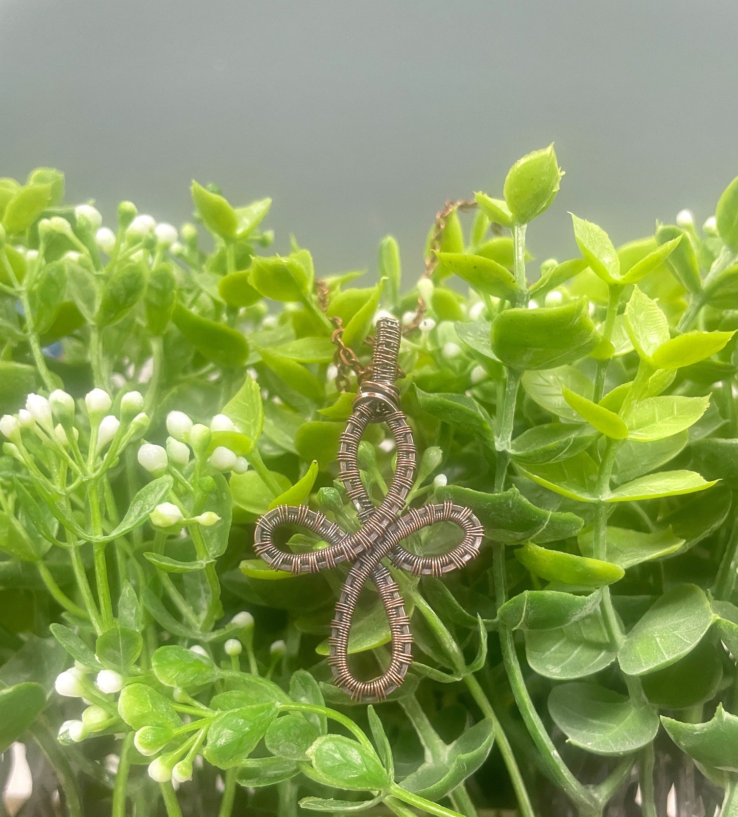 Wire Wrapped Celtic Cross Copper Pendant - Handmade by Marlayna