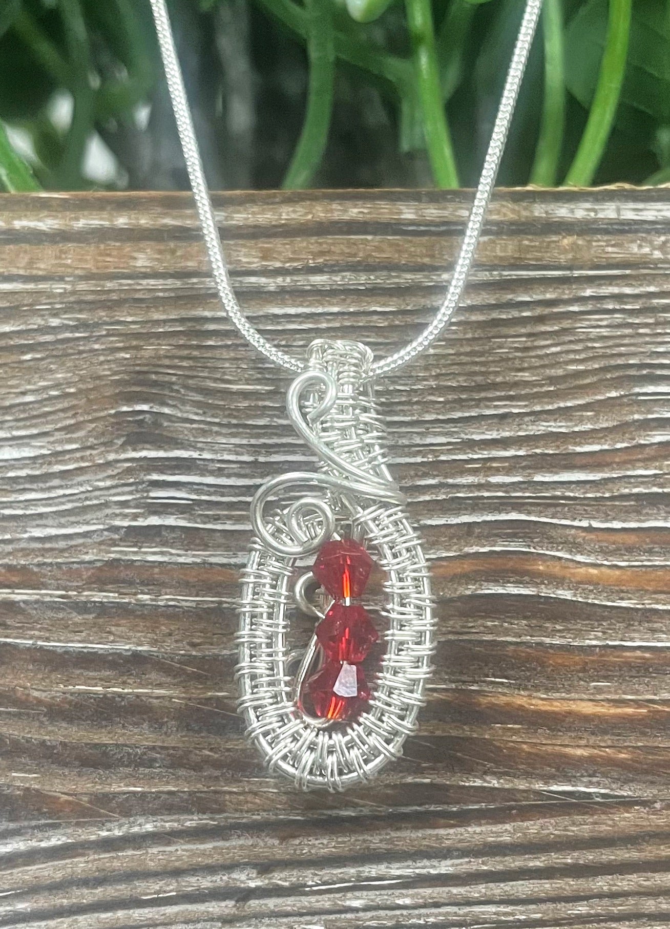 Mini Wire Wrapped Glass Crystals Pendant W/ Sterling Silver Wire - Handmade by Marlayna