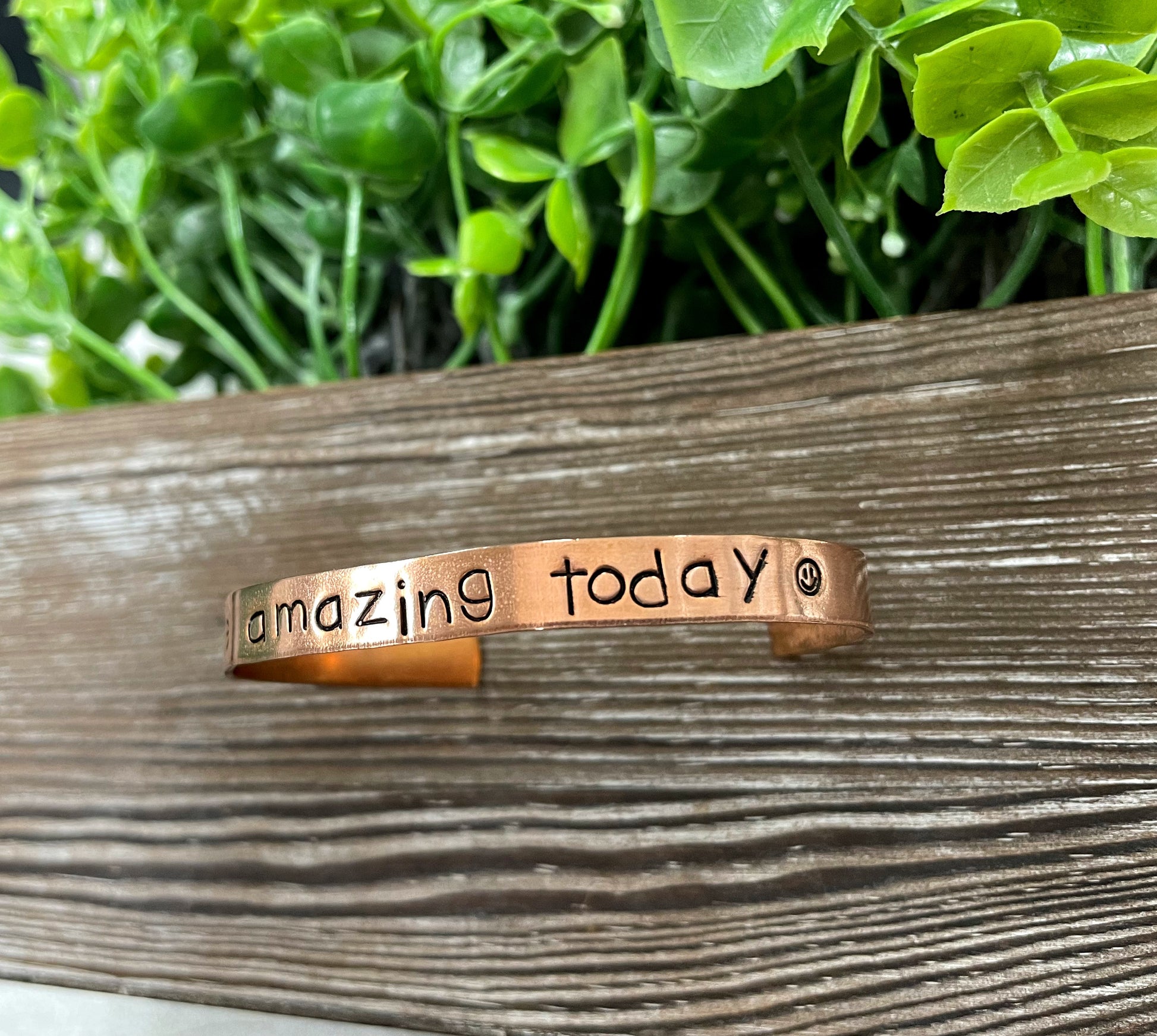 Be Amazing Today Hand Stamped Cuff Bracelet - Can be d - Handmade by Marlayna