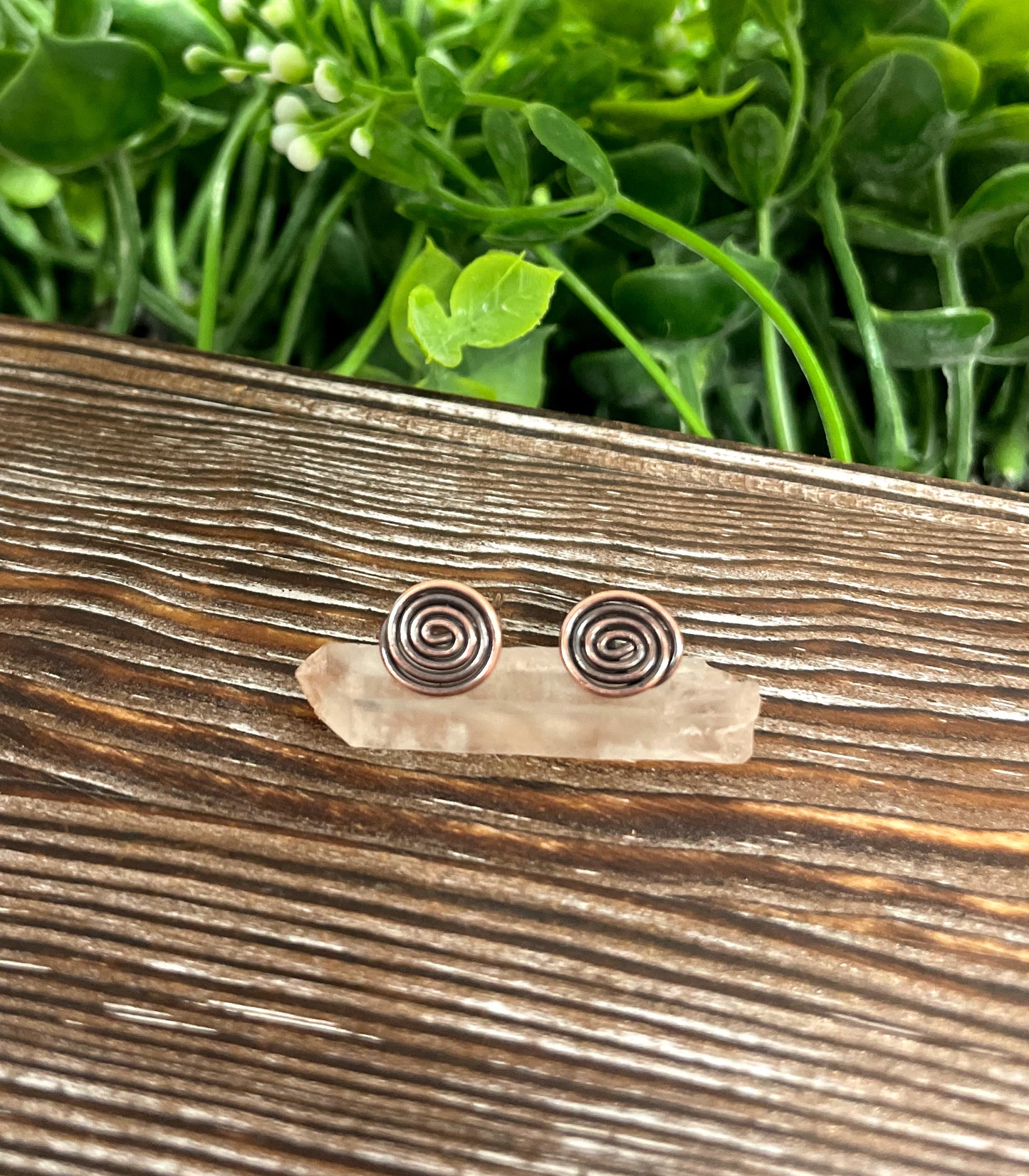 Copper Swirl Stud Earrings - Handmade by Marlayna