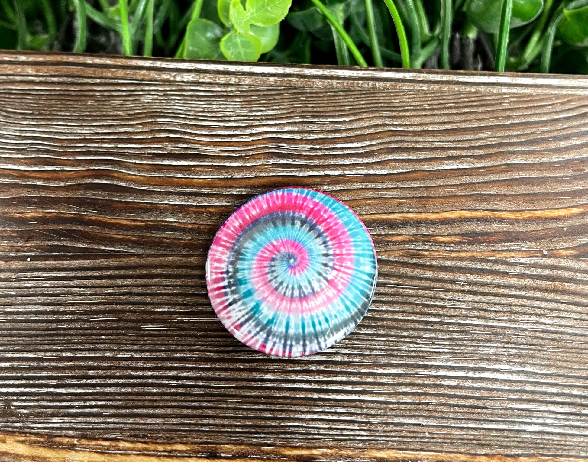 Red Blue Green Tie Dye, Graphic Art Button / Pin 1.25” - Handmade by Marlayna