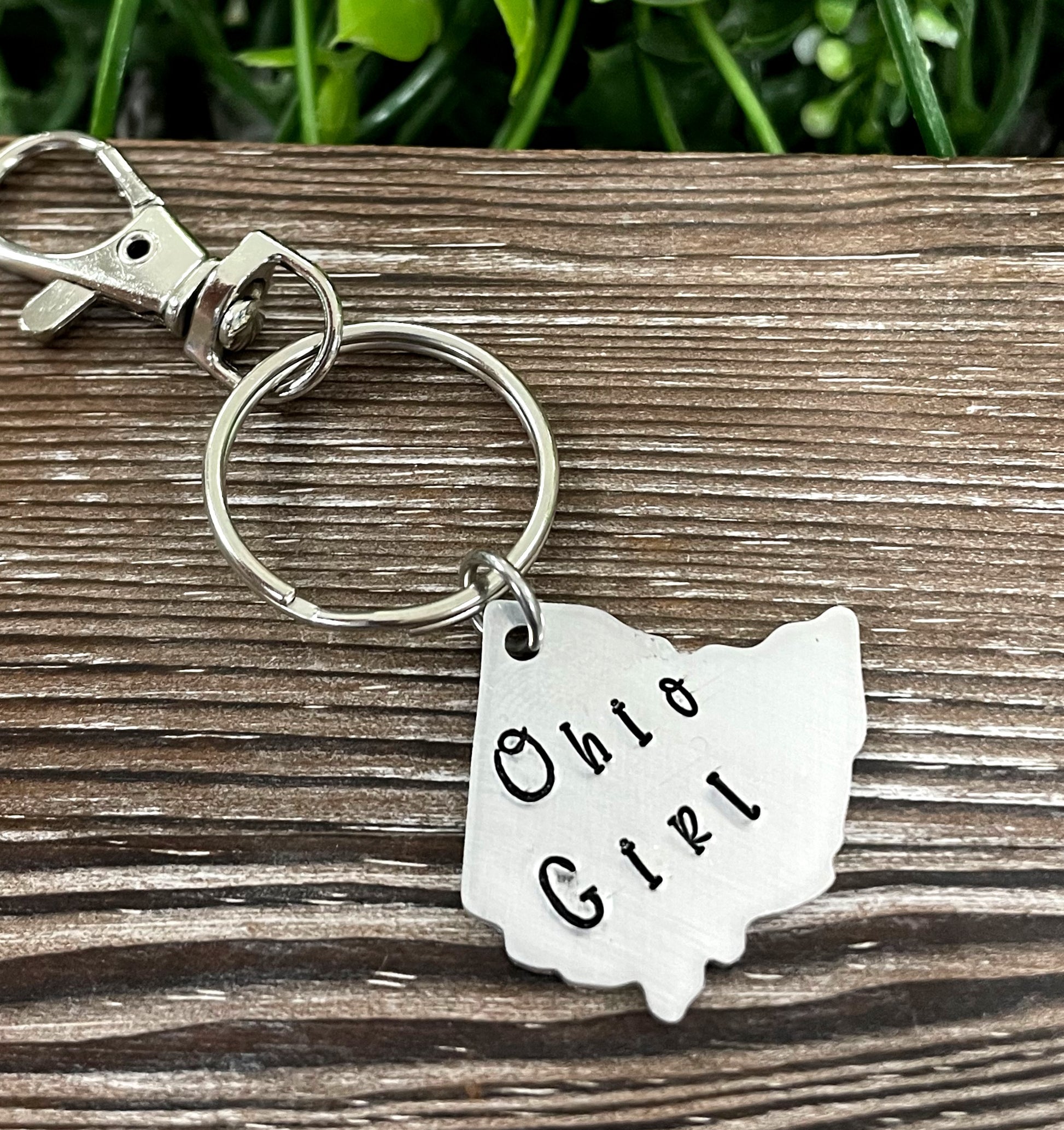 Ohio Girl Hand Stamped Key Chain Home State - Handmade by Marlayna