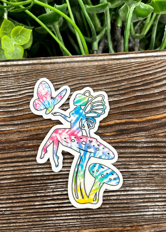 Tie Dye Fairy Mushroom Die Cut Sticker, Graphic Art Sticker, Vinyl, |Sticker or Magnet