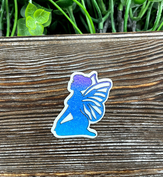 Blue and Purple Glitter Fairy Die Cut Sticker, Graphic Art Sticker, Vinyl, |Sticker or Magnet