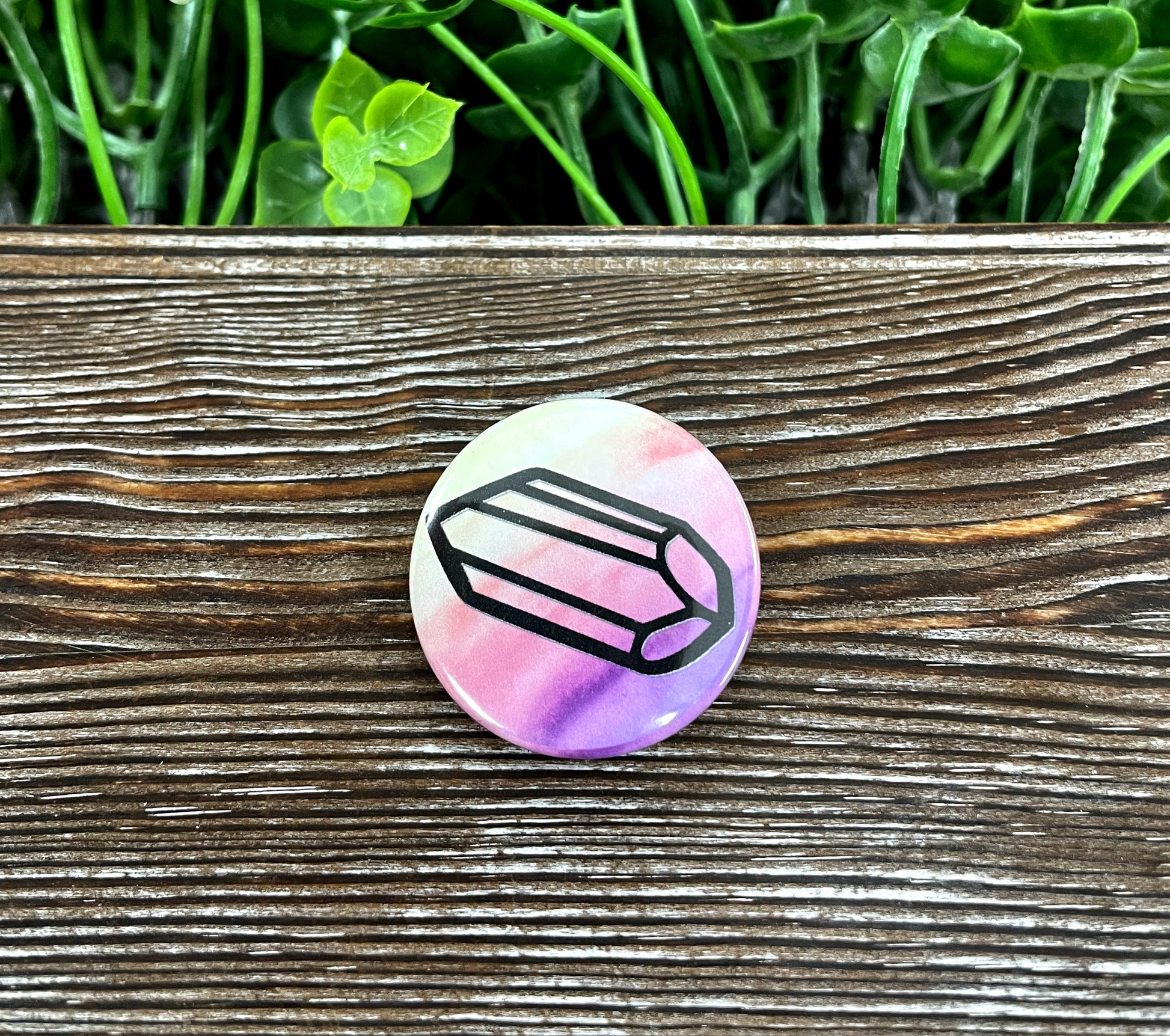 Watercolor Crystal Gemstone Graphic Art Button / Pin 1.25” - Handmade by Marlayna