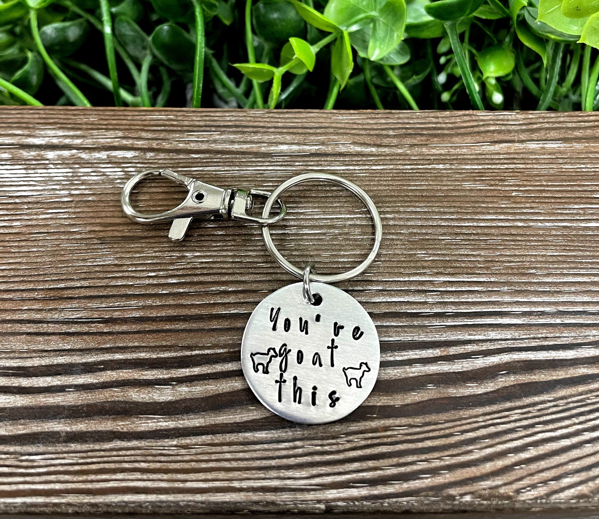 You’ve goat this Fun Hand Stamped Key Chain - Handmade by Marlayna