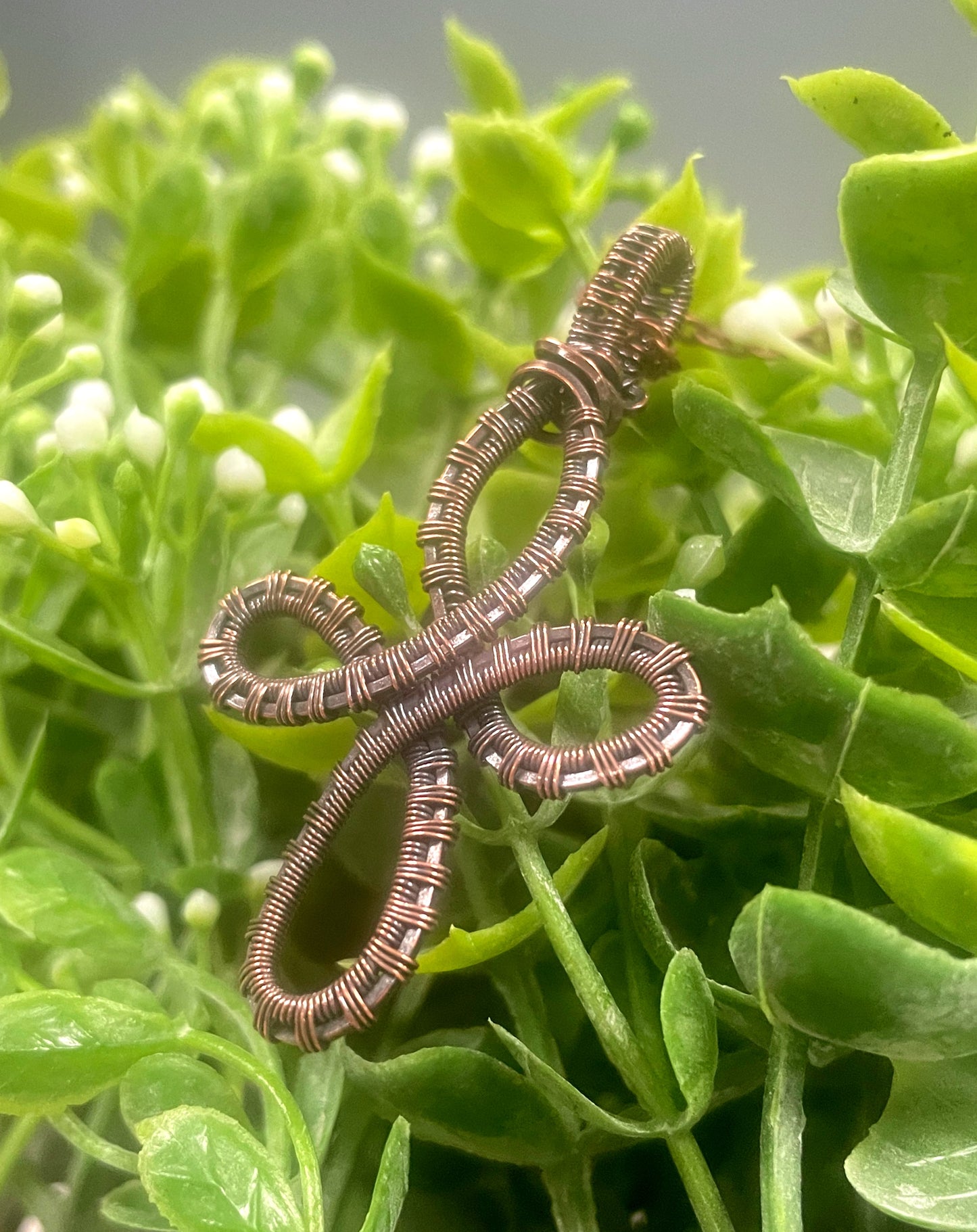 Wire Wrapped Celtic Cross Copper Pendant - Handmade by Marlayna