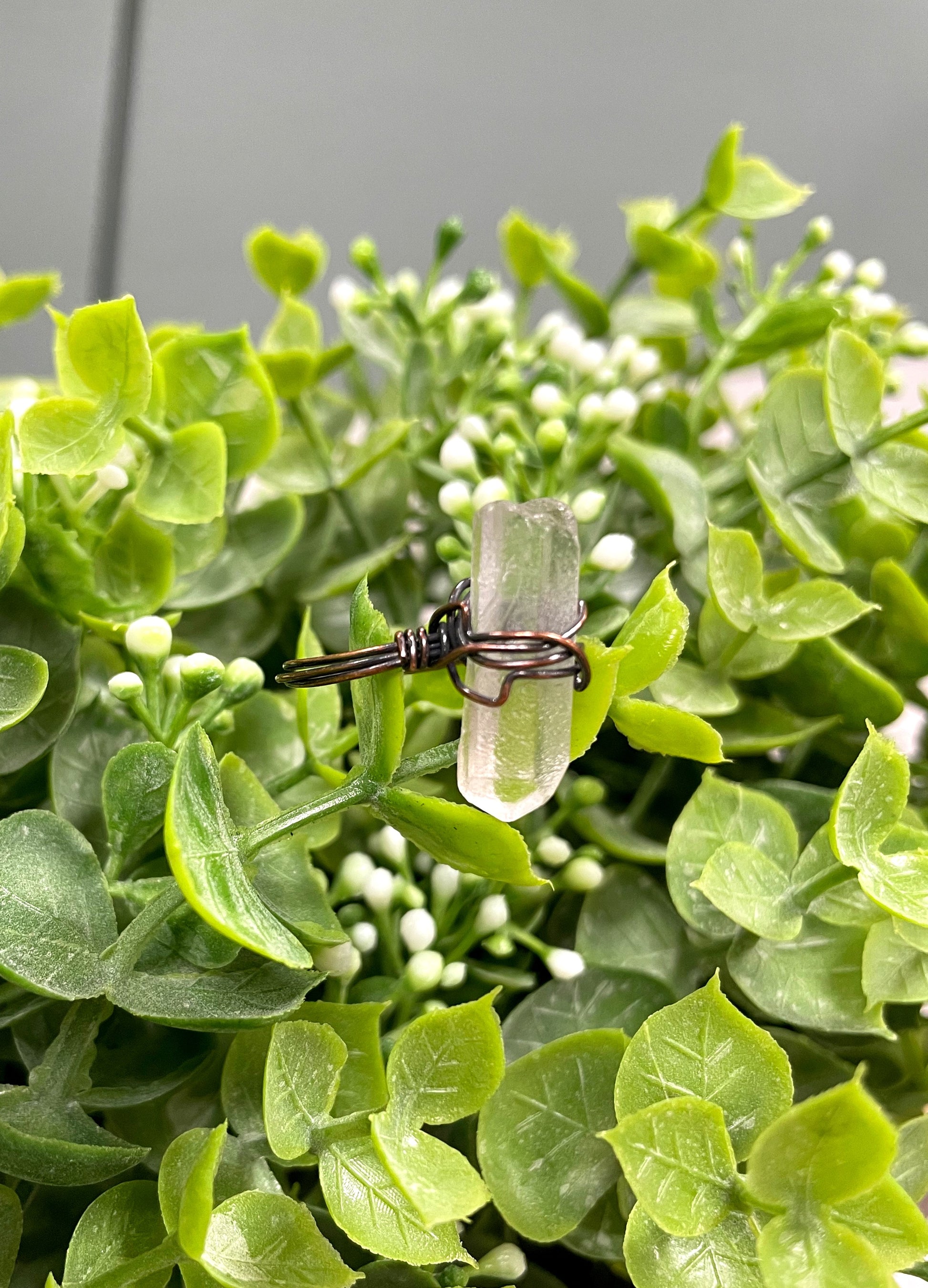 Quartz Crystal Wire Wrapped Ring - Handmade by Marlayna