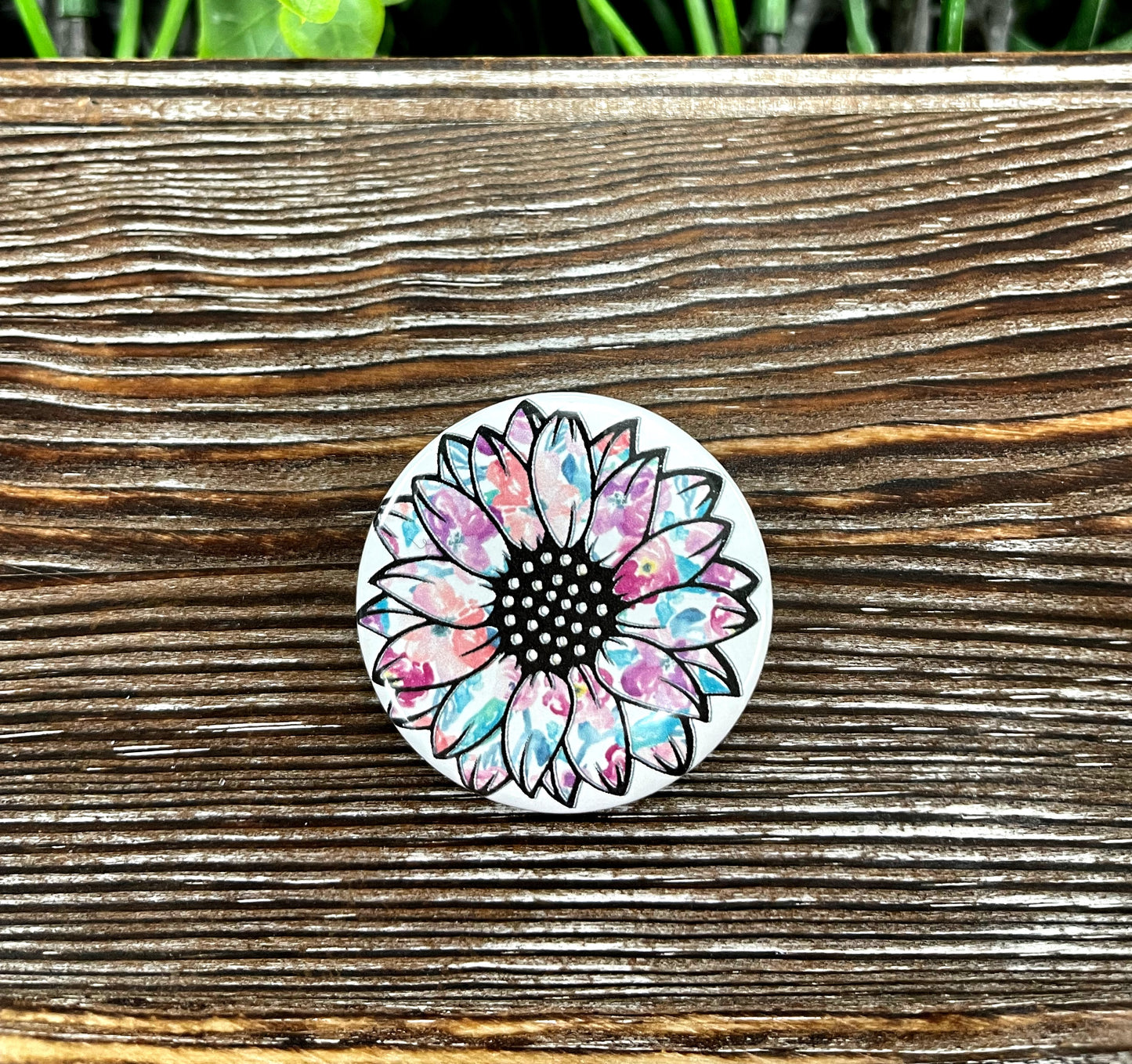 Sunflower Floral Graphic Art Button / Pin 1.25” - Handmade by Marlayna