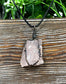 Wire Wrapped Rough Rose Quartz Chunk Gemstone Pendant - Handmade by Marlayna