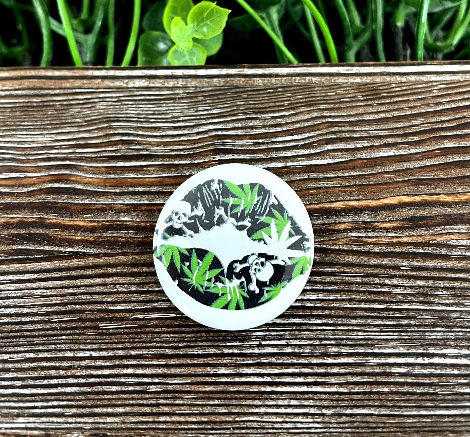 Lips skull Green Graphic Art Button / Pin 1.25” - Handmade by Marlayna