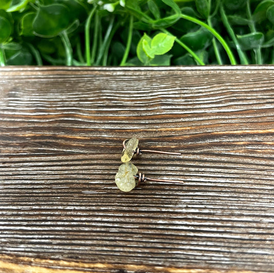 Citrine Gemstone Chip Copper Stud Earrings - Handmade by Marlayna