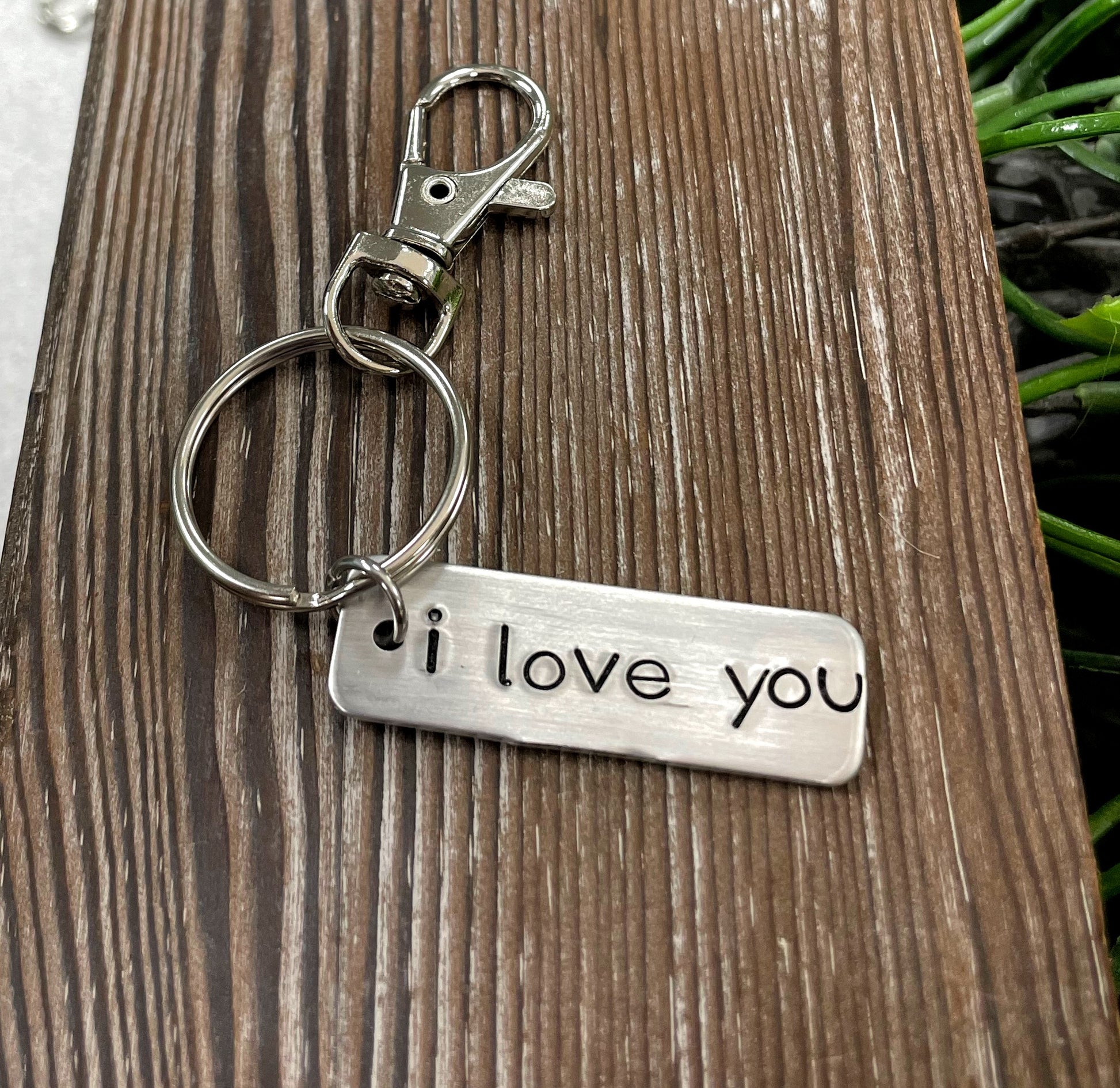 I Love You Hand Stamped Key Chain - Handmade by Marlayna