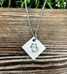 Cute Cat Diamond Fun Animal Themed Hand Stamped Necklace - Handmade by Marlayna