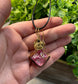 Wire Wrapped D10 Dice Pendant Pink - Handmade by Marlayna